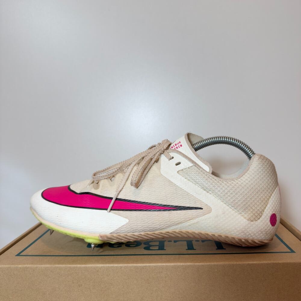 Mens Nike Rival Sprint Size 9.5 Track Spikes White Pink Sprinting Shoes R